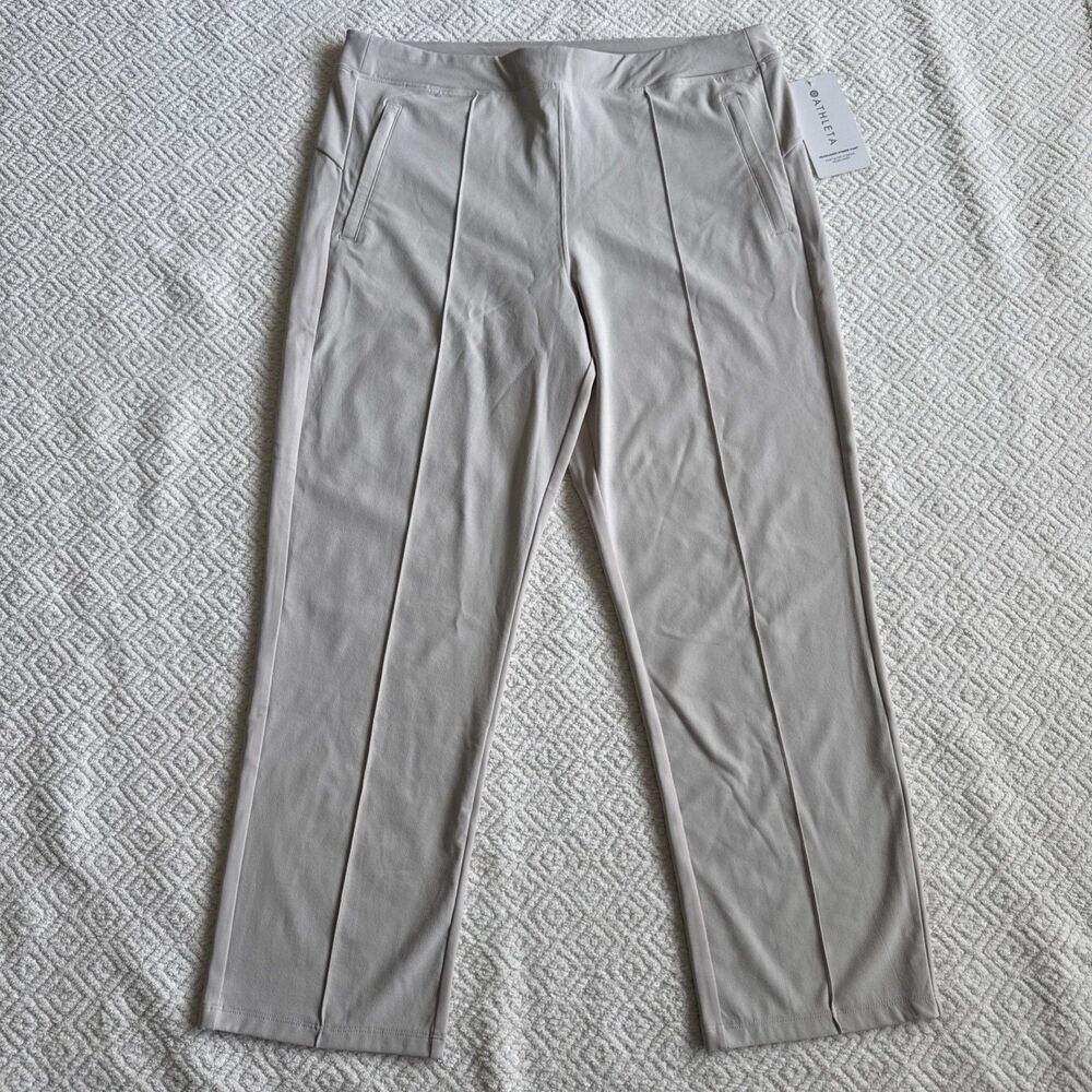 NWT Athleta Women's 16 White Beige Pants Careerwear Stretch Trekkie